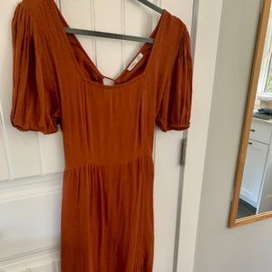 Dex Square Neck Keyhole Back Midi Dress